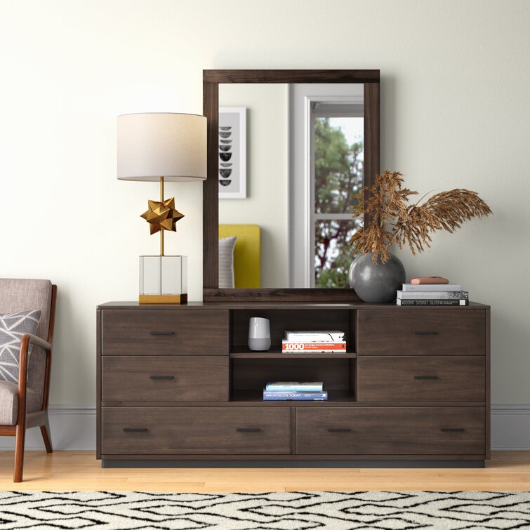 Dark brown online dresser with mirror